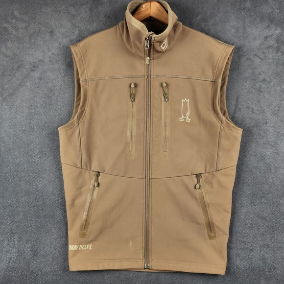 Dive Bomb Industries EXO Hunting Vest Mens Small Field Tan Softshell Full Zip